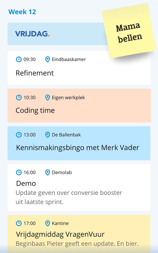 NL-Kalender Tech development mobiel